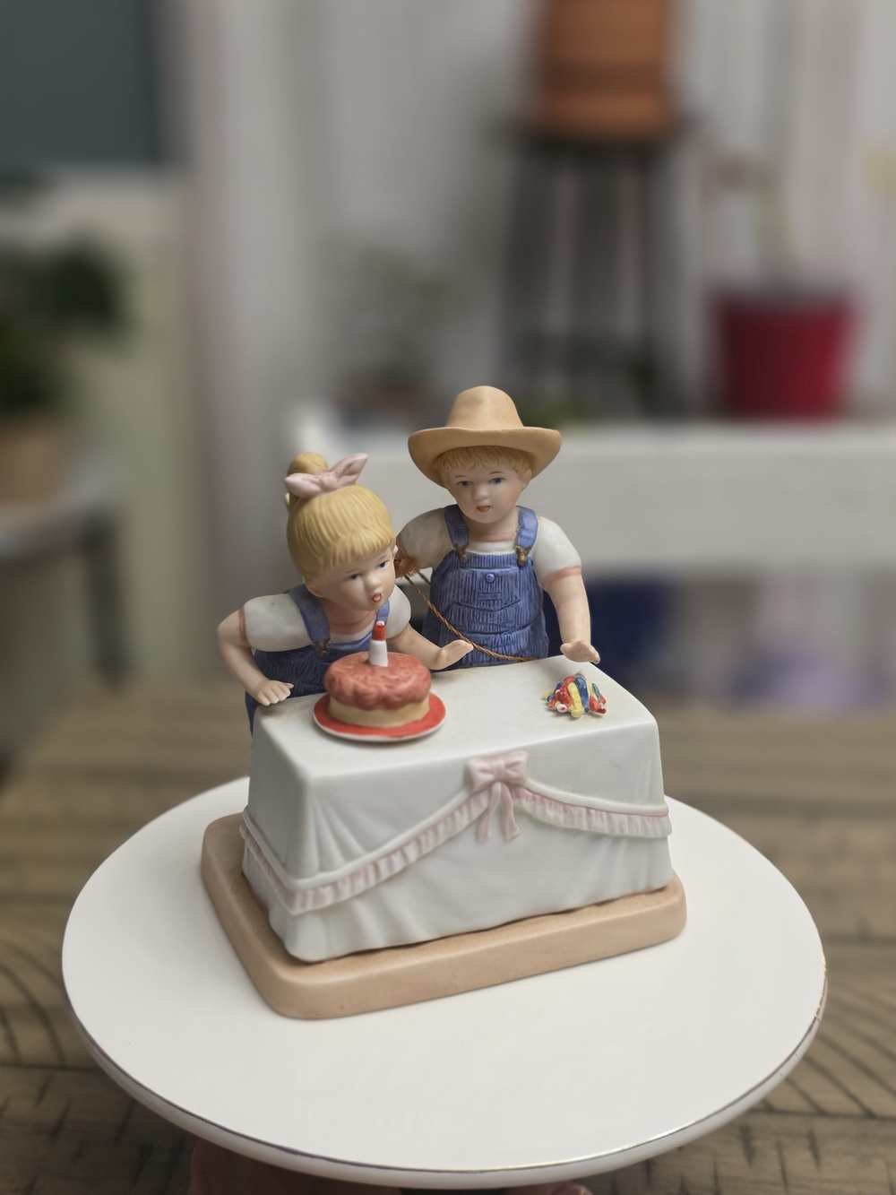 Home Interior Denim Days Birthday Figurine in Blue and Pink